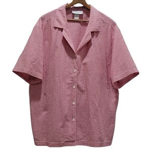 C.D. Daniels Women's Shirt Red and White Check Seersucker Size 2X EUC